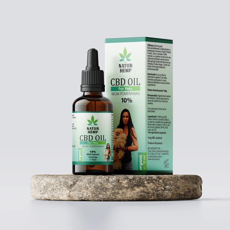 NATUR HEMP, ULEI CBD 10% ORGANIC PENTRU ANIMALE PESTE 10 KG, 10 ML